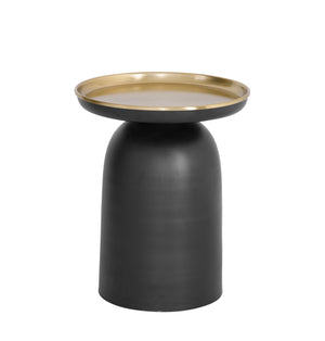 Basset Mirror Leta Accent Table - Modern Round Design With Polished Brass & Matte Black Finish For Chic Décor Black Metal 9635-lr-223