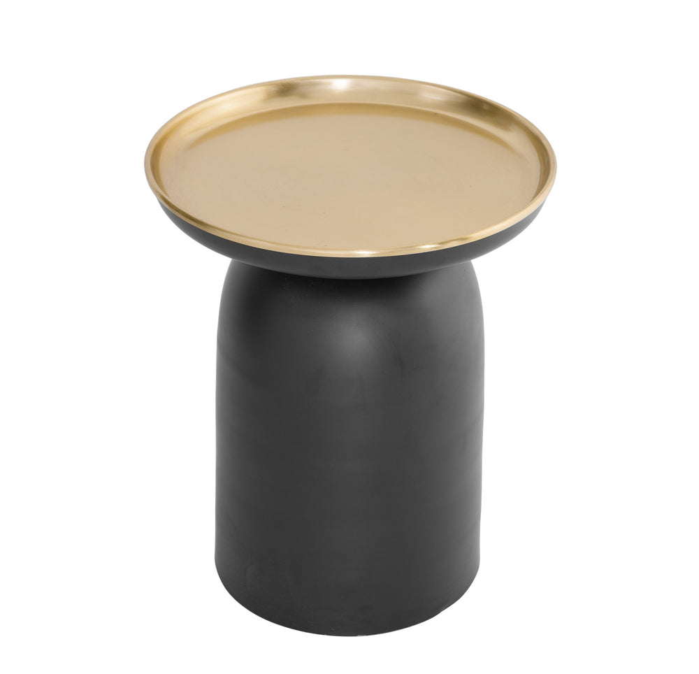Basset Mirror Leta Accent Table - Modern Round Design With Polished Brass & Matte Black Finish For Chic Décor Black Metal 9635-lr-223