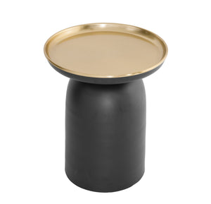 Basset Mirror Leta Accent Table - Modern Round Design With Polished Brass & Matte Black Finish For Chic Décor Black Metal 9635-lr-223
