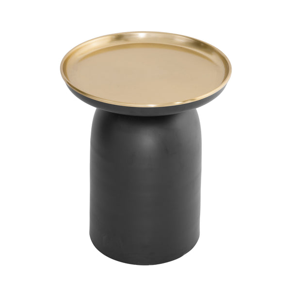 Basset Mirror Leta Accent Table - Modern Round Design With Polished Brass & Matte Black Finish For Chic Décor Black Metal 9635-lr-223
