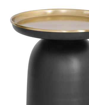 Basset Mirror Leta Accent Table - Modern Round Design With Polished Brass & Matte Black Finish For Chic Décor Black Metal 9635-lr-223