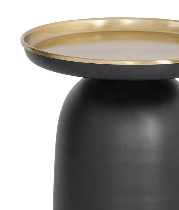 Basset Mirror Leta Accent Table - Modern Round Design With Polished Brass & Matte Black Finish For Chic Décor Black Metal 9635-lr-223
