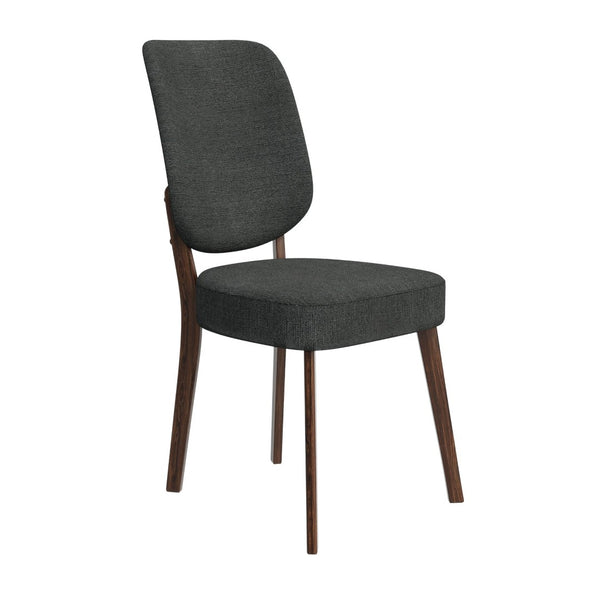 English Elm Dellers Mid-century Upholstered Dining Chair Set Walnut Tapered Legs Foam Cushion Gray B127P495101
