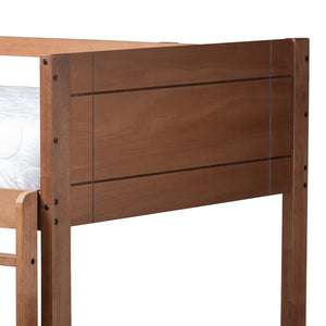 Baxton Studio Baxton Studio Elsie Twin Bunk Bed - Stylish Walnut Brown Wood, Space-Saving Design for Modern Rooms MG0051-Walnut-Twin Bunk Bed
