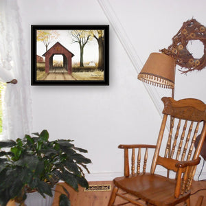 English Elm "buck County Bridge" Billy Jacobs Framed Canvas Print Rustic Pastoral Wall Art B06785178