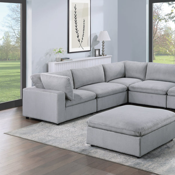 English Elm Dark Gray 8-Piece Modular Sectional Set With Corduroy Upholstery For Stylish Living Room Comfort B011S01333