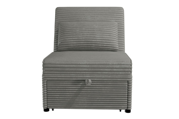 English Elm Convertible Corduroy Sofa Chair with Pull-Out Bed, Plush Throw Pillow, Space-Saving Comfort Smoke 17 L x 32 W x 44 H B089P296904