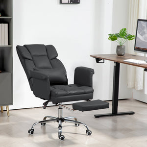 English Elm Homcom Ergonomic Executive Office Chair With Reclining Back, Footrest & Lumbar Support For Comfort W2225P250006