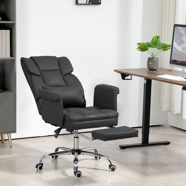 English Elm Homcom Ergonomic Executive Office Chair With Reclining Back, Footrest & Lumbar Support For Comfort W2225P250006