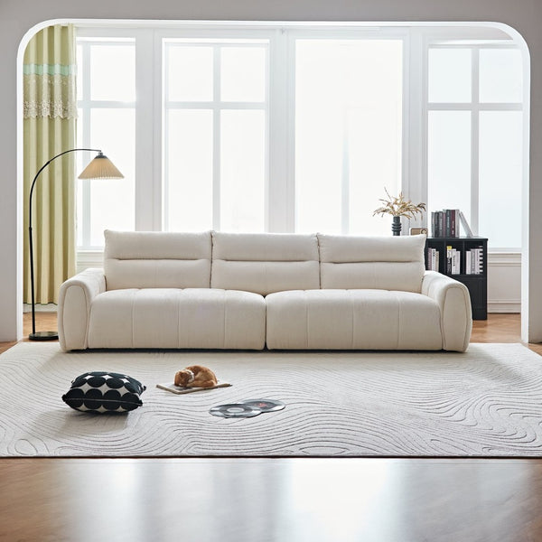 English Elm Premium Chenille High-back Sofa Solid Hardwood Frame Ergonomic Seat for Spacious Living Beige W1765S00137