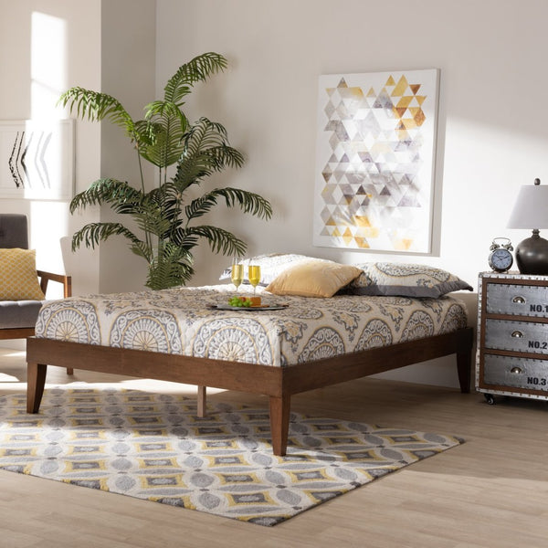 Baxton Studio Baxton Studio Lucina Mid-Century Queen Platform Bed Frame in Walnut Brown - Sleek & Stylish Design Lucina-Walnut-Queen