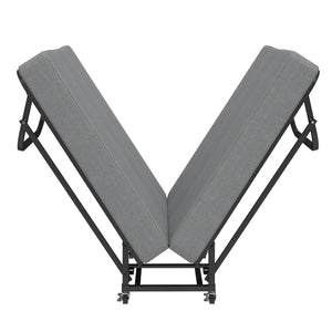 English Elm Portable Guest Folding Bed with Memory Foam and Linen Upholstery on Lockable Casters T3963P481971