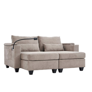 English Elm Convertible Chaise Lounge 63" Loveseat Sofa Bed With Usb Ports, Cup Holders & Storage For Small Spaces N719S002020D