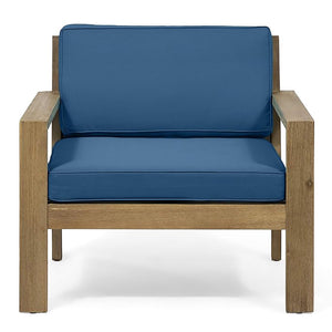 English Elm Christopher Knight Home® - SANTA Club Chair with Wire-Brushed Wood Finish and Water-Resistant Cushions, Slat Panel Design Brown+Teal 63663.00BRNF-L_63663.00TS-D