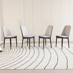 English Elm A set of 4 dining chairs featuring ergonomic PU upholstery, sturdy black metal legs and modern flair White W2189S00746