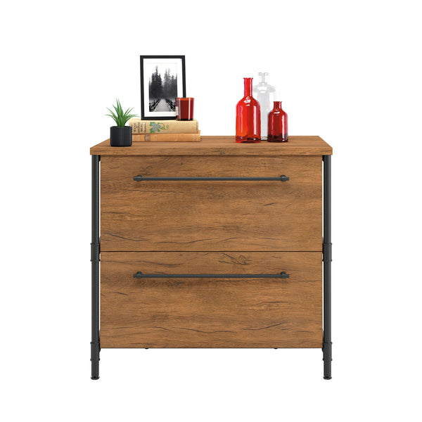 English Elm Lateral File Cabinet In Warm Oak Finish - Stylish, Durable Storage For Home Office & Workspace Solutions B356P367836