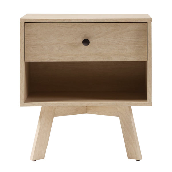 English Elm Walker Edison - Mid-Century minimalist 1-drawer nightstand with open cubby, warp-resistant MDF, sleek metal glides and hardware ideal for bedrooms Light Brown 23.25 L x 14.75 W x 6.68 H B185P168890