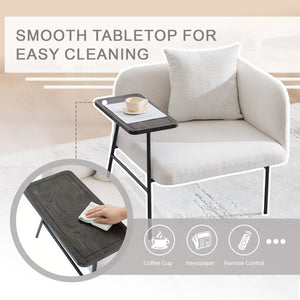 English Elm Leisure Linen Accent Chair with Built-in Side Table Pockets and Lumbar Pillow Modern Beige W395P453307