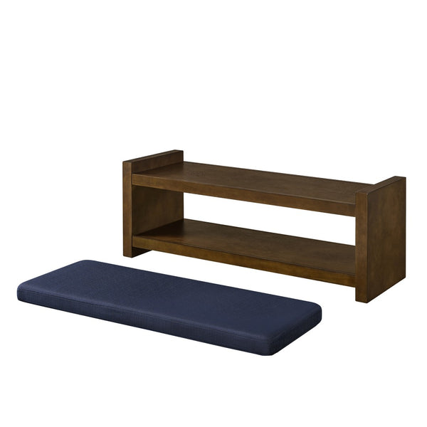 English Elm 47" Upholstered Storage Bench with Lower Shelf Padded Seat for Bedroom Entryway W2186P292101