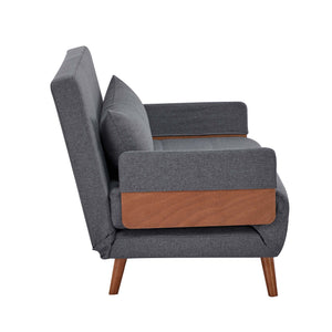 English Elm TRIO Extra Loveseat sleeper sofa bed converts in 10s with 3-position backrest, breathable linen, silent hinges for small spaces Grey W3391P325417