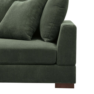 English Elm Large Corduroy Modular Sectional Sofa Sleeper with Ribbed Texture for Open Living Dark Green B2748S00012