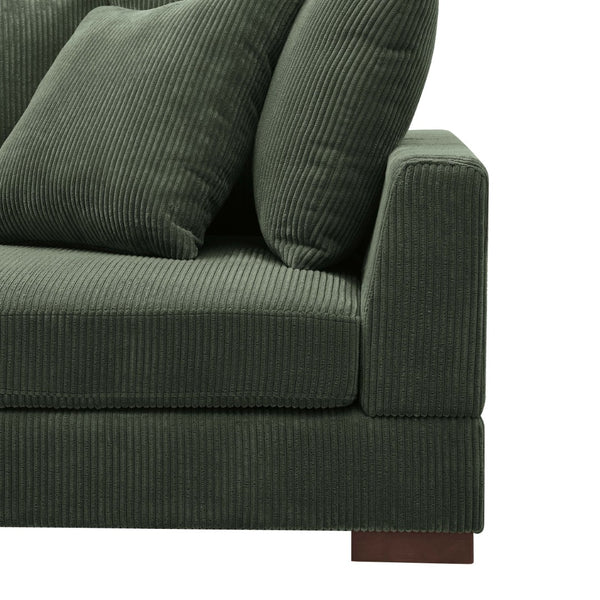 English Elm Large Corduroy Modular Sectional Sofa Sleeper with Ribbed Texture for Open Living Dark Green B2748S00012