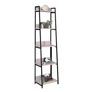 English Elm Natural 5-Tier Ladder Bookshelf in Natural and Black Finish — Industrial Open Shelves, Sturdy Metal Frame for Stylish Storage and Display B062P189124