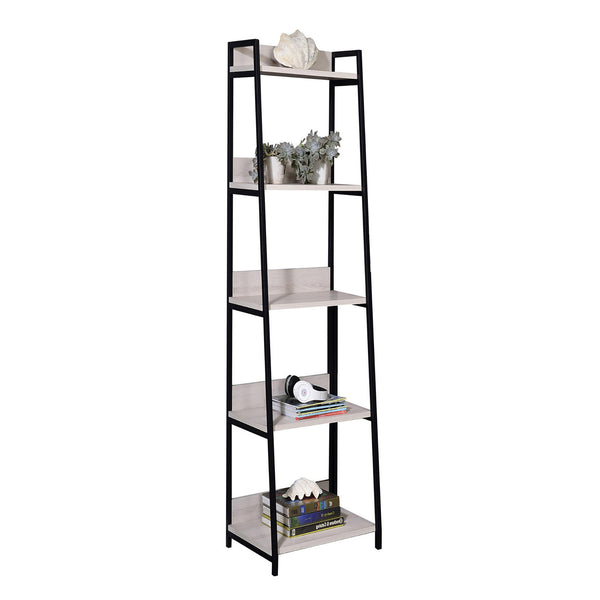 English Elm Natural 5-Tier Ladder Bookshelf in Natural and Black Finish — Industrial Open Shelves, Sturdy Metal Frame for Stylish Storage and Display B062P189124