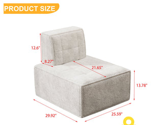English Elm Bean Modular Sherpa Chair - Plush Off-White Flannelette Bean Bag Sofa, Space-Saving Reading Seat W1960P325840