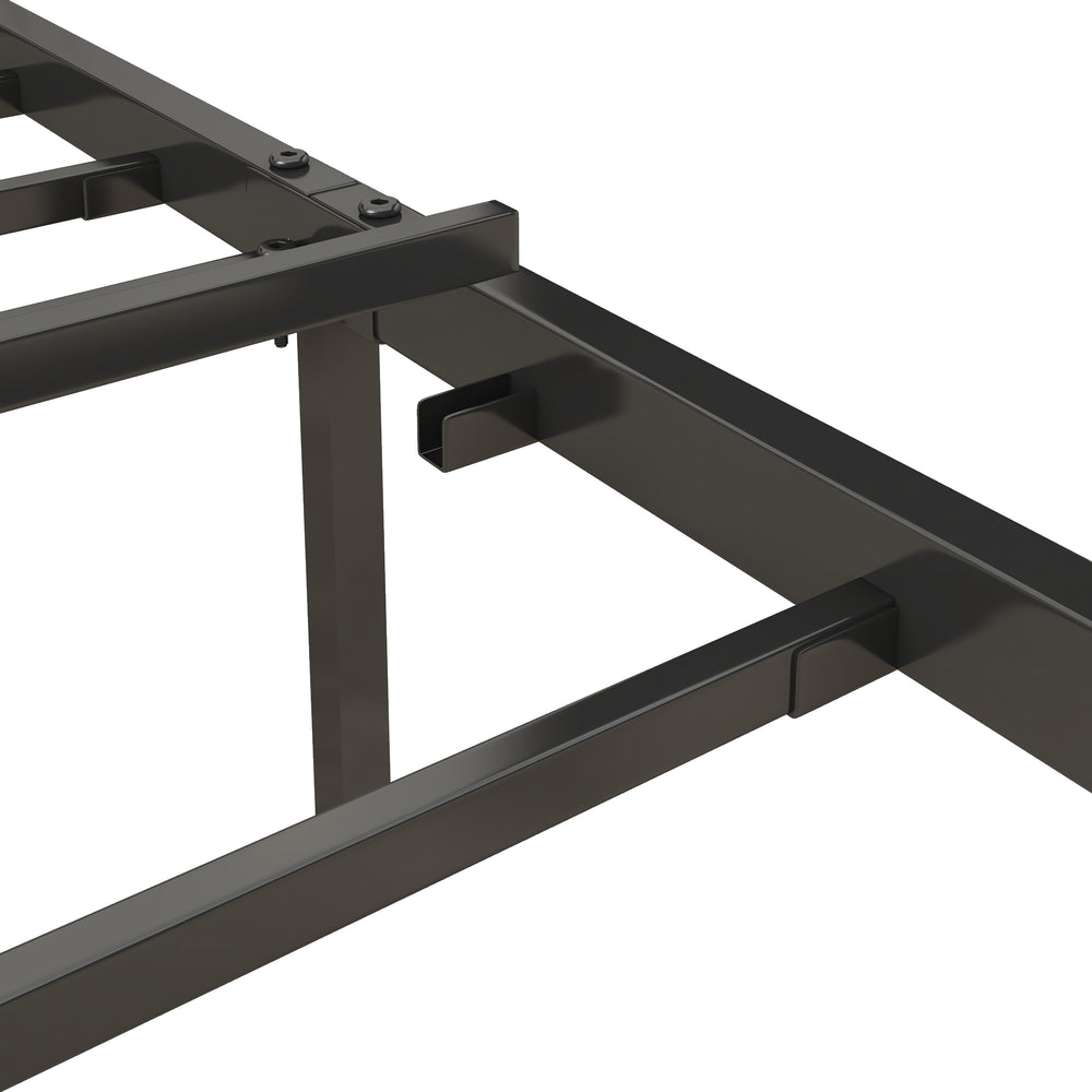 English Elm Full Size Metal Bed Frame with USB Charging Headboard, Upholstered Gray, Sturdy Platform, 10.4" Storage Clearance W1960P162718