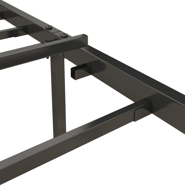 English Elm Full Size Metal Bed Frame with USB Charging Headboard, Upholstered Gray, Sturdy Platform, 10.4" Storage Clearance W1960P162718