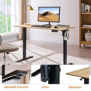 English Elm Electric Standing Desk Mahogany Steel Frame Sit Stand Home Office Workstation Amber+Graphite,Natural Wood W1769P415271