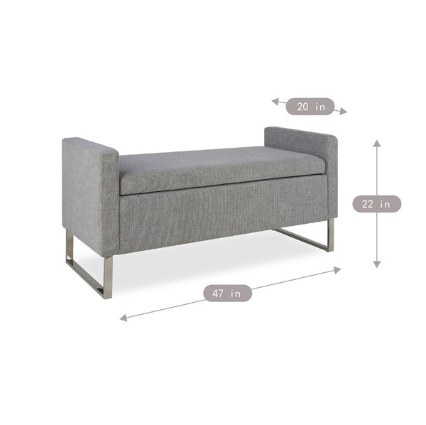 English Elm 47" Upholstered Storage Ottoman Bench with Metal Base for Bedroom or Entryway W5325P427119