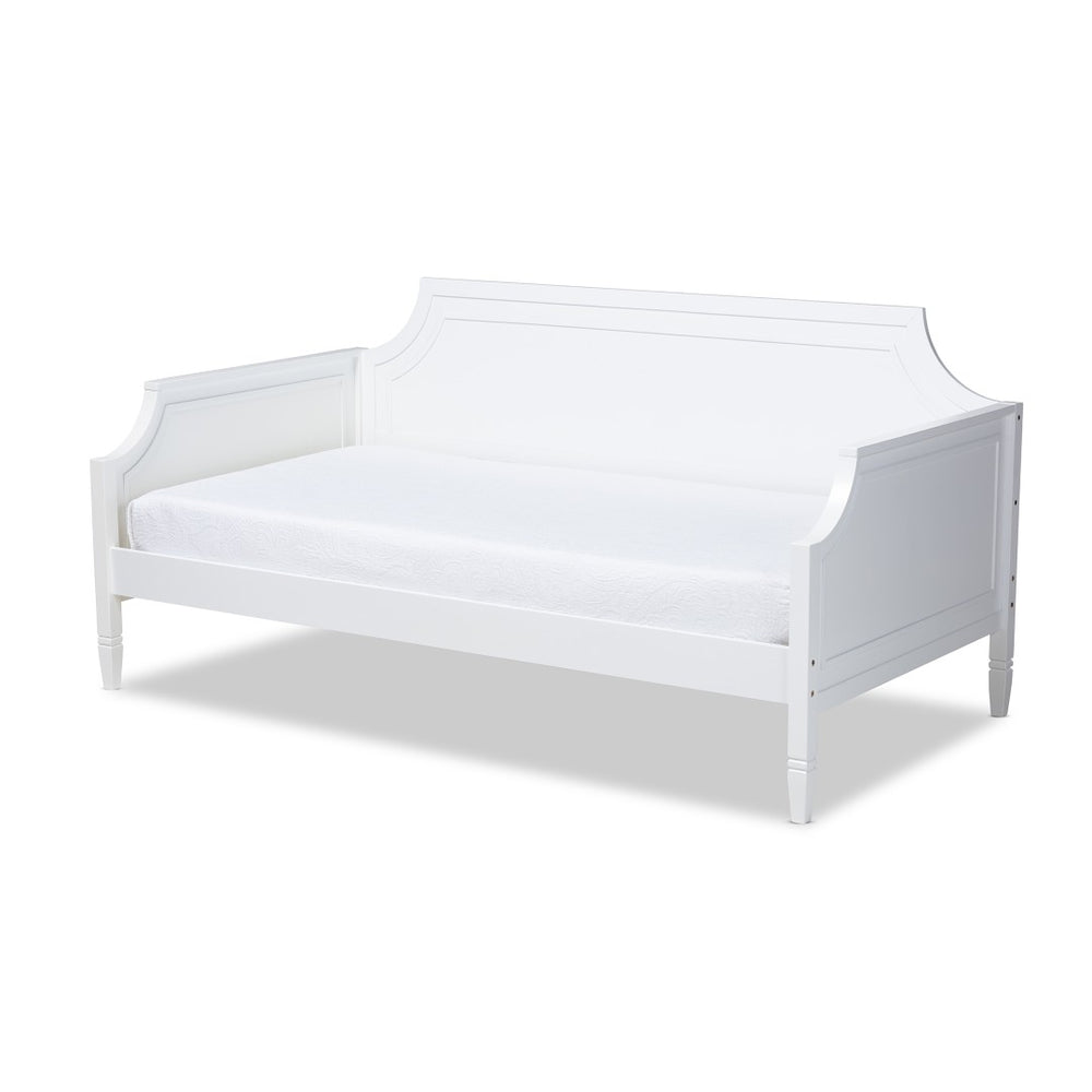 Baxton Studio Baxton Studio Elegant White Wood Daybed with Trundle for Effortless Overnight Guest Hosting Twin Mariana-White-Daybed