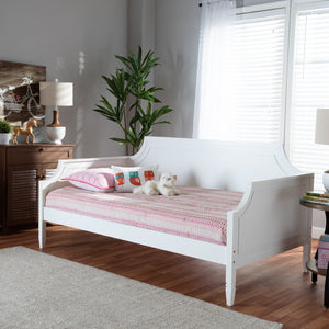Baxton Studio Baxton Studio Elegant White Wood Daybed with Trundle for Effortless Overnight Guest Hosting Twin Mariana-White-Daybed
