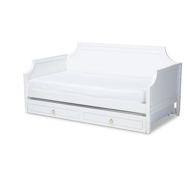 Baxton Studio Baxton Studio Mariana Elegant White Wood Twin Daybed with Trundle – Ideal for Stylish Spaces Mariana-White-Daybed-T