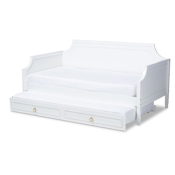 Baxton Studio Baxton Studio Mariana Elegant White Wood Twin Daybed with Trundle – Ideal for Stylish Spaces Mariana-White-Daybed-T