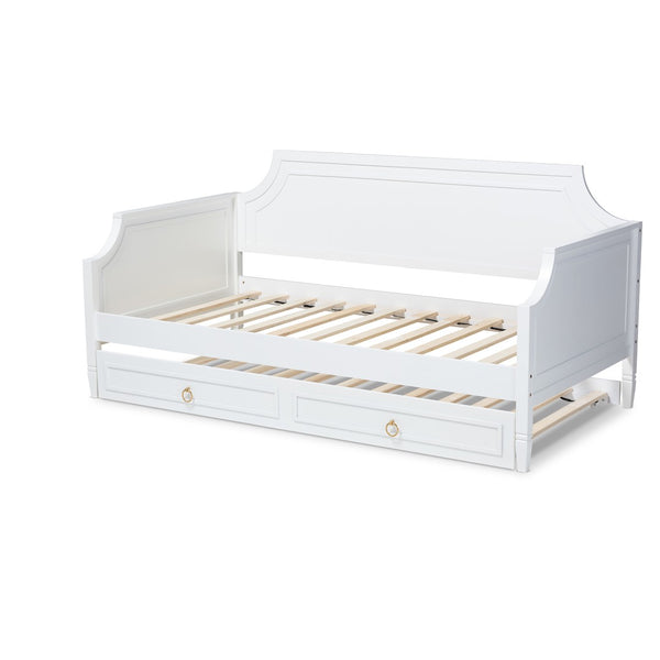 Baxton Studio Baxton Studio Mariana Elegant White Wood Twin Daybed with Trundle – Ideal for Stylish Spaces Mariana-White-Daybed-T