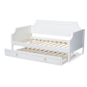 Baxton Studio Baxton Studio Mariana Elegant White Wood Twin Daybed with Trundle – Ideal for Stylish Spaces Mariana-White-Daybed-T