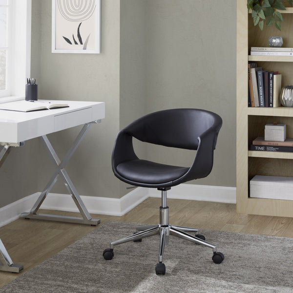 English Elm Task Chair with Chrome Five Star Base Grey Fabric Seat for Modern Home Office Use Black,Chrome B202P474181