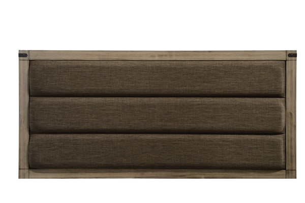 English Elm 1Pc Contemporary Queen Bed With Vertical Channel Headboard - Rustic Weathered Gray Finish Elegance B2741S00368