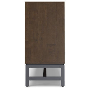 English Elm Banting Solid Rubberwood Low Wide Bookcase in Walnut Brown with Graphite Metal Frame, 4 Open Shelves, 64" W, Anti-Tip Protection B136P238608