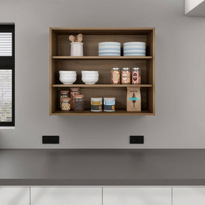 English Elm Natural Oak Wall Mounted Open Shelf Cabinet for Modern Kitchen or Pantry Storage B062P483756