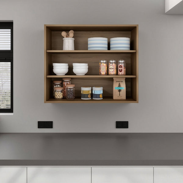 English Elm Natural Oak Wall Mounted Open Shelf Cabinet for Modern Kitchen or Pantry Storage B062P483756