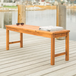 English Elm Walker Edison - Modern Acacia Slat-Top Patio Bench in Brown — Durable Hardwood, Weather-Resistant, Ready-to-Assemble Comfort B185P169280