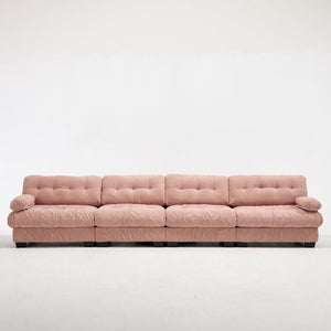 English Elm Modular Cloud Sectional Sofa Flannelette Upholstered Deep Seat with Plush Round Armrests Pink W2120S00044