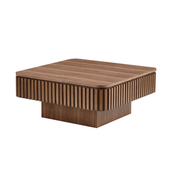 English Elm 35.43 Inch Round Drum Coffee Table Wood Veneer Mdf Pedestal Base for Living Room W2582P389135