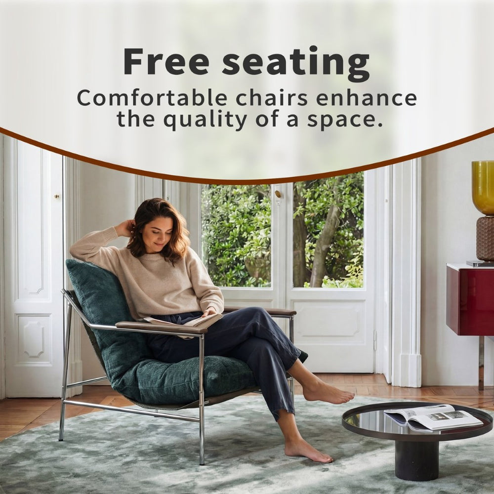 English Elm Accent Sling Chair Mid Century Modern Upholstered Fabric Seat for Living Room Bedroom W3851P452791