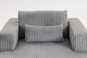 English Elm Sofa Bed Compact Corduroy Convertible Sleeper with Lumbar Pillows for Studio Apartments Grey W3326P345961