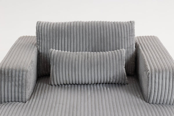 English Elm Sofa Bed Compact Corduroy Convertible Sleeper with Lumbar Pillows for Studio Apartments Grey W3326P345961